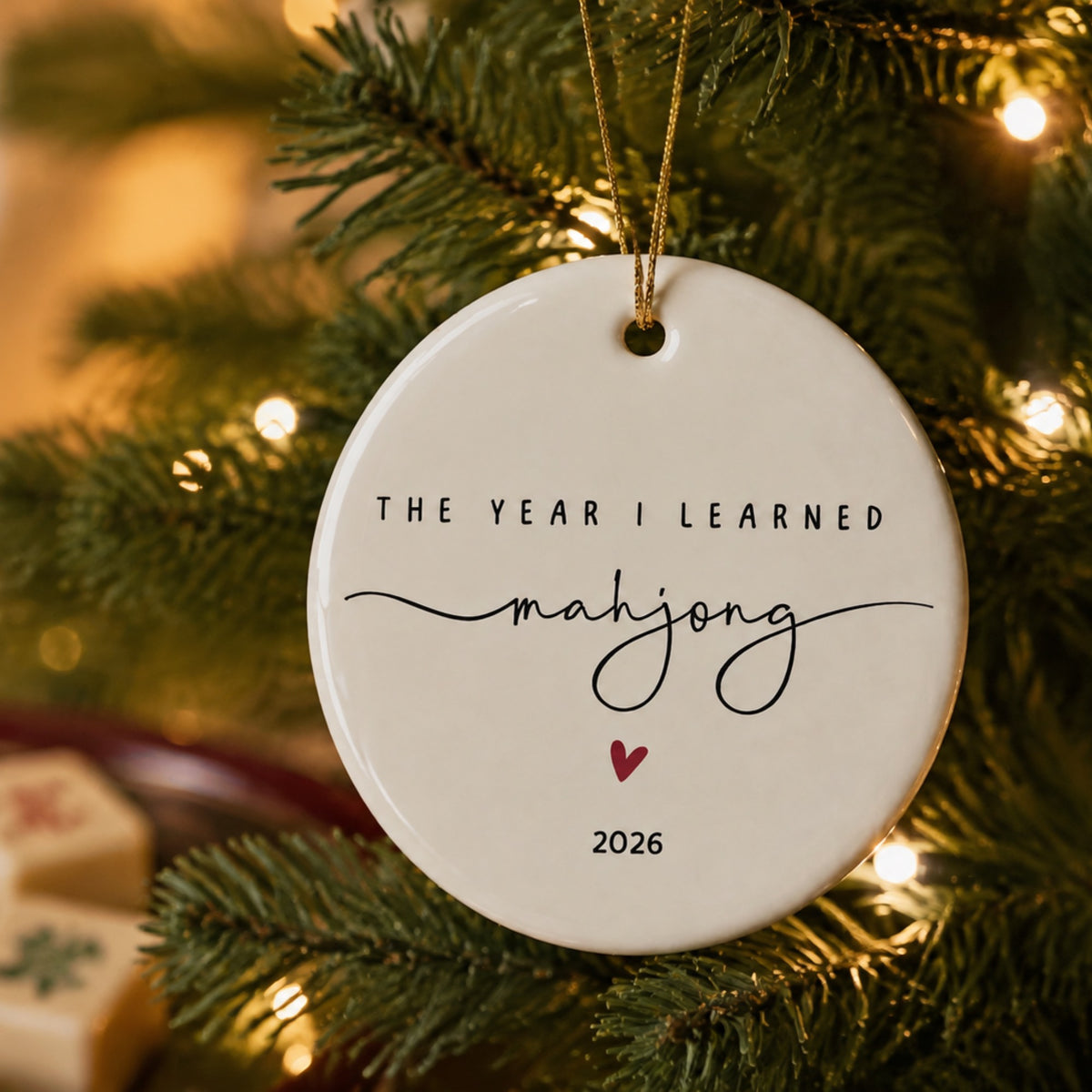 Personalized Mahjong Ornament, Custom Year Ceramic Christmas Gift for Mahjong Lover, Club Friend & Group Keepsake