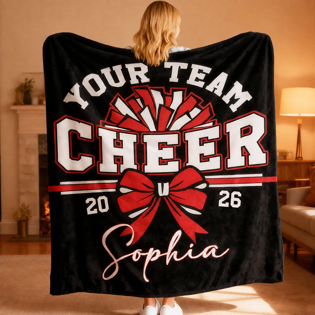 Custom Cheerleading Team Blanket, Personalized Senior Cheer Gift, Cheer Coach Mom Gift, Team Name Throw