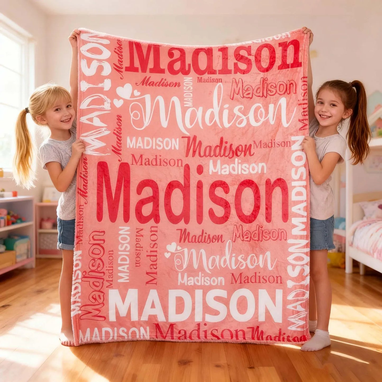 Personalized Name Fleece Blanket, Custom Word Cloud, Newborn Gift,Gift for Kids