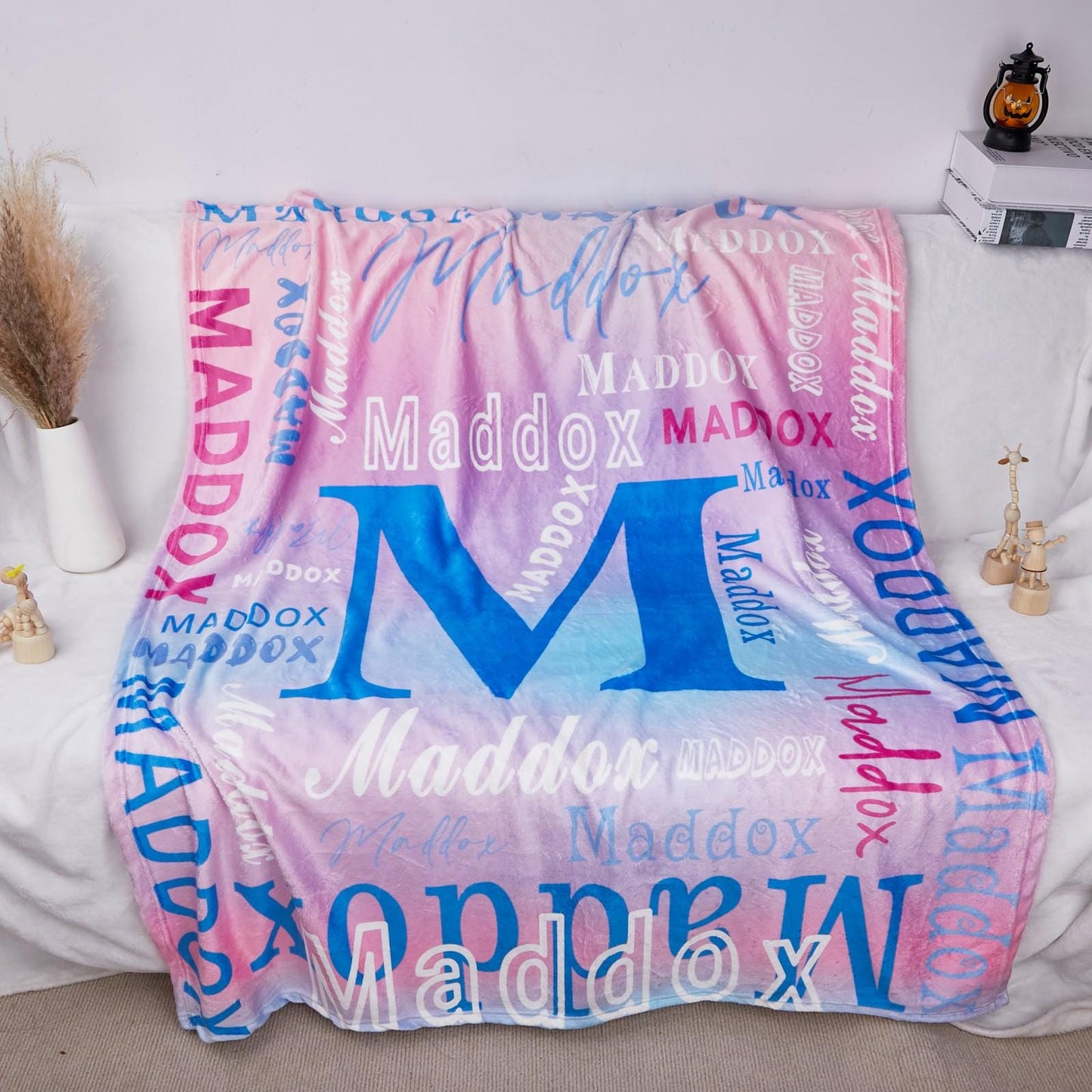 Personalized Name Fleece Blanket, Custom Word Cloud, Newborn Gift,Gift for Kids
