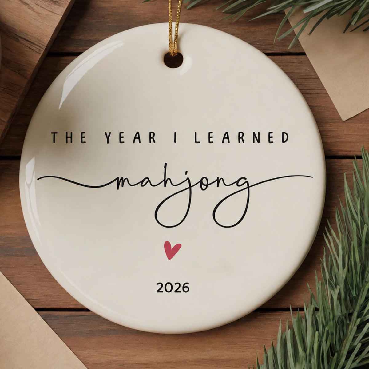 Personalized Mahjong Ornament, Custom Year Ceramic Christmas Gift for Mahjong Lover, Club Friend & Group Keepsake